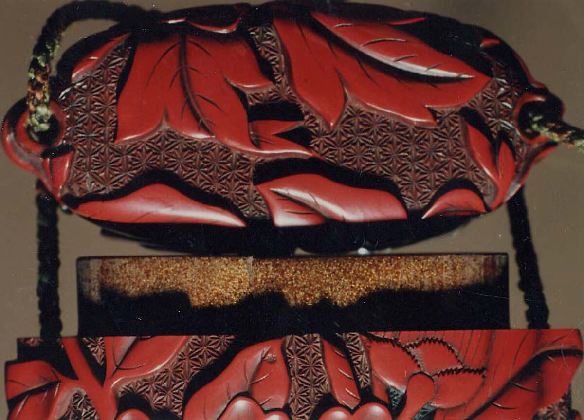 Case (Inrō) with Design of Large Flowering Peony, Carved red lacquer, Japan