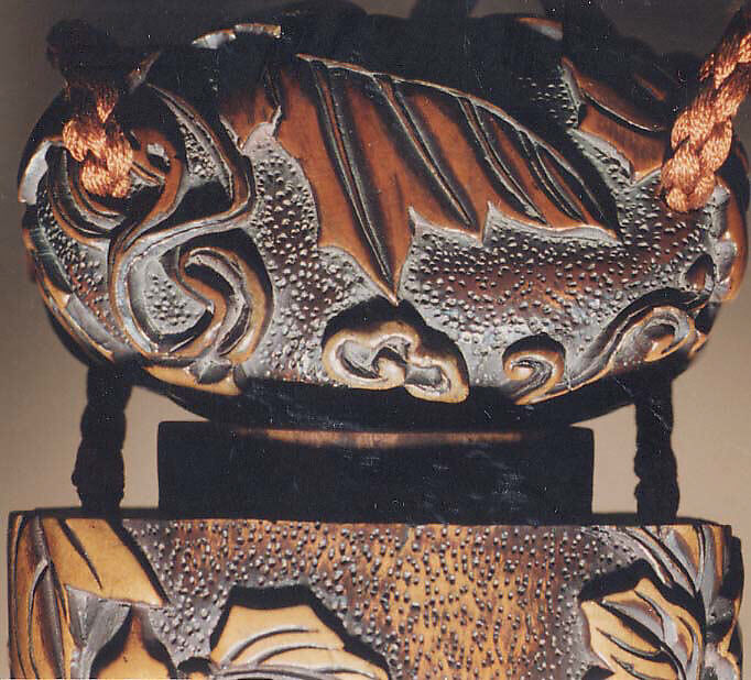 Case (Inrō) with Design of Gourd Vine, Wood, carved relief, incised, stained; Interior: dark brown, Japan