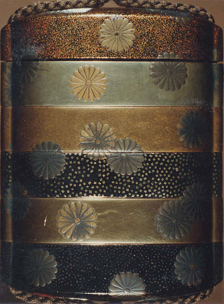 Case (Inrō) with Design of Scattered Pawlonia Blossoms, Lacquer, fundame, nashiji, hirame, silver ground, gold and silver hiramakie; Interior: nashiji and fundame, Japan