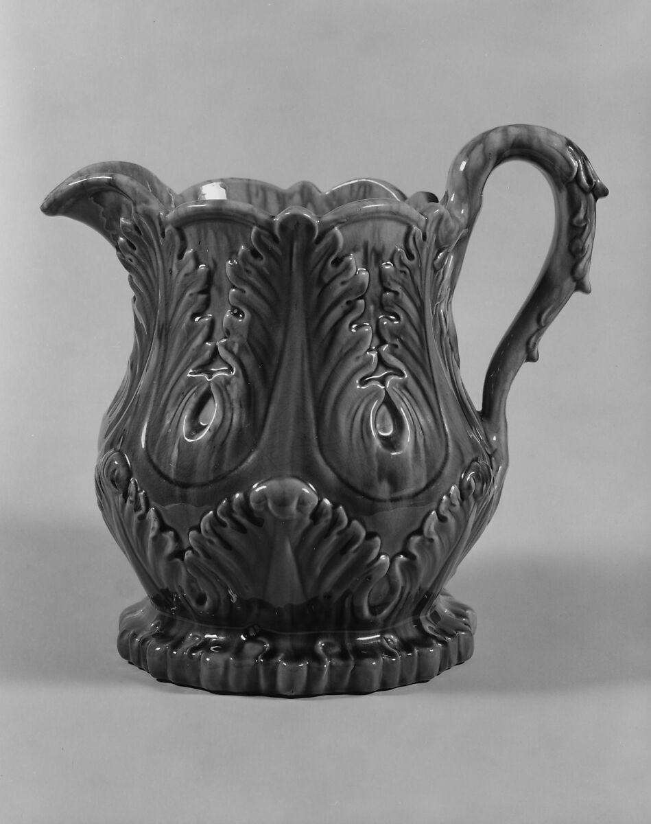 Pitcher, Probably Woodward and Blakely Company (1848–57), Earthenware, American