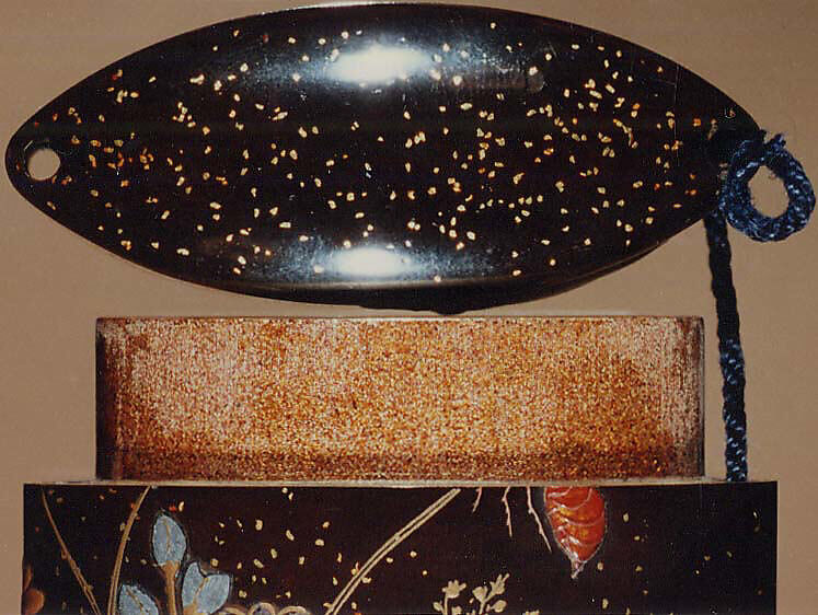 Case (Inrō) with Design of Flowering Plants with Dragonfly and Insects, Lacquer, roiro, hirame, gold and red hiramakie, aogai, raden, stained ivory; Interior: nashiji and fundame, Japan