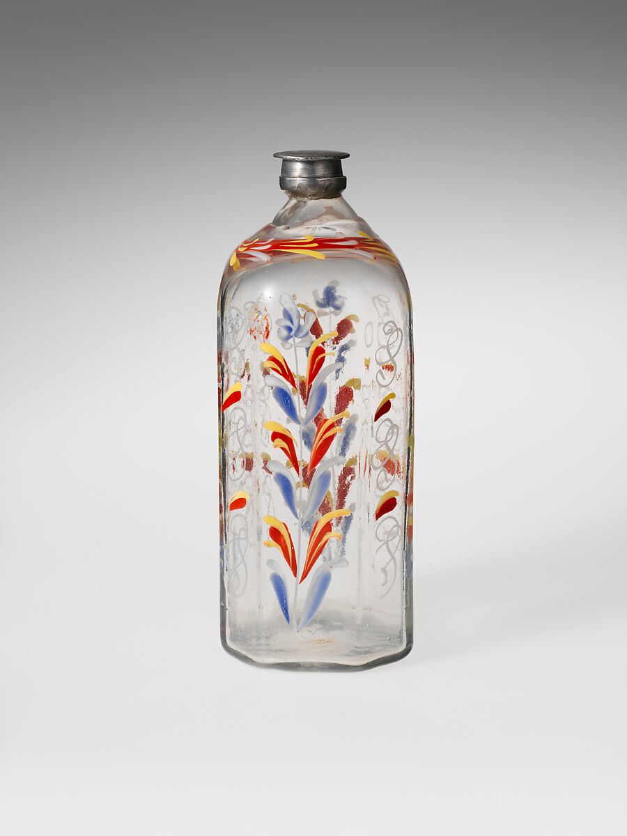 Bottle, Non-lead glass with enamel decoration