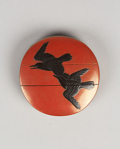 Case (Inrō) with Design of Crows in Flight and Birds on Branches