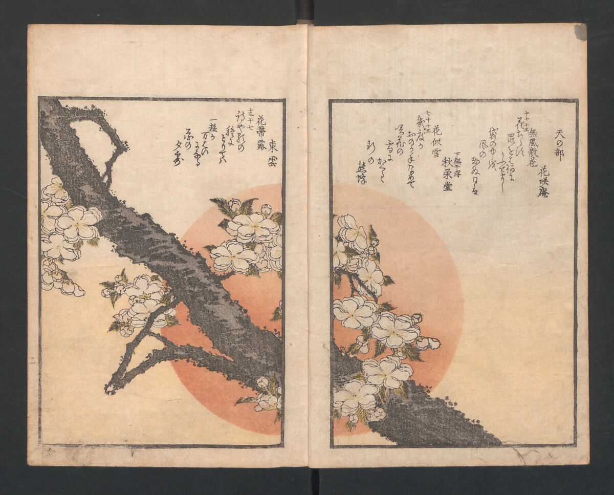 Totoya Hokkei One Hundred Comic Poems Of The Flower One Of The Three Friends Tsuki The Moon Yuki The Snow And Hana The Flower Japan Edo Period 1615 1868