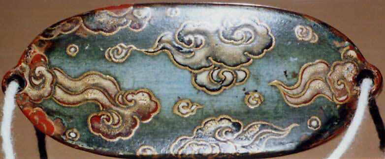 Case (Inrō) with Design of Baku (Mythical Animals) among Ruyi-Shaped Clouds, Lacquer, dark green, mottled ground, red, grey, gold and black hiramakie; Interior: roiro and fundame, Japan