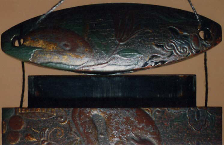 Case (Inrō) with Design of Monkey on Background of Flowers (obverse); Flowering Scrolls (reverse), Lacquer, dark brown, grey and brown hiramakie, takamakie, fundame, red, silver; Interior: roiro and fundame, Japan