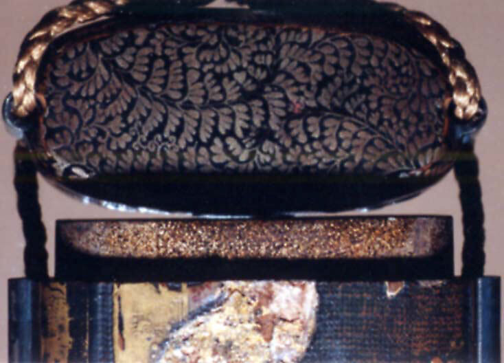 Case (Inrō) with Design of Chinese Sages Seated on Verandah, Lacquer, roiro, rubbed fundame, gold and black hiramakie, tortoiseshell; Interior: nashiji and fundame, Japan