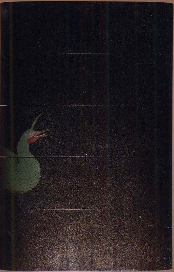 Case (Inrō) with Design of Peacock on Rock with Peonies, Lacquer, roiro, horn, ivory and cloisonne inlay, Inro: nashiji, togidashi; Interior: gyobu nashiji and fundame, Japan