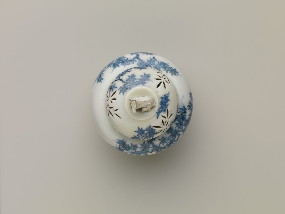 Incense Burner with Cover, White porcelain decorated with blue under the glaze (Hirado ware), Japan