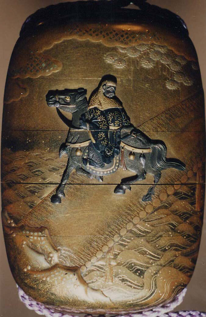 Case (Inrō) with Design of Chōryo and Kosekiko with the Shoe and the Dragon, Lacquer, kinji, gold, silver, black and brown hiramakie, kirigane, metal inlay; Interior: nashiji and fundame, Japan