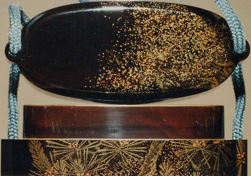 Case (Inrō) with Design of Pines Tree and Branches, Maruyama Ōkyo 円山応挙 (Japanese, 1733–1795), Lacquer, roiro, gold and silver togidashi, mura nashiji; Interior: roiro and fundame, Japan