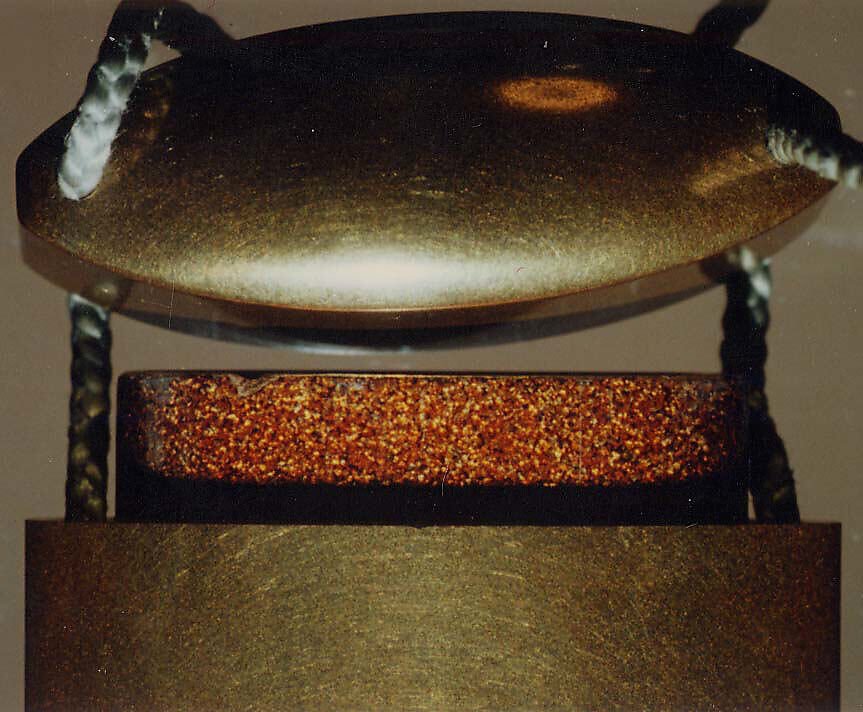 Case (Inrō) with Design of Three Horses Standing (obverse); Saddle Ends and Riding Whip (reverse), Kakōsai, Lacquer, kinji, gold and silver hiramakie, various metal inlay; Interior: nashiji and fundame, Japan