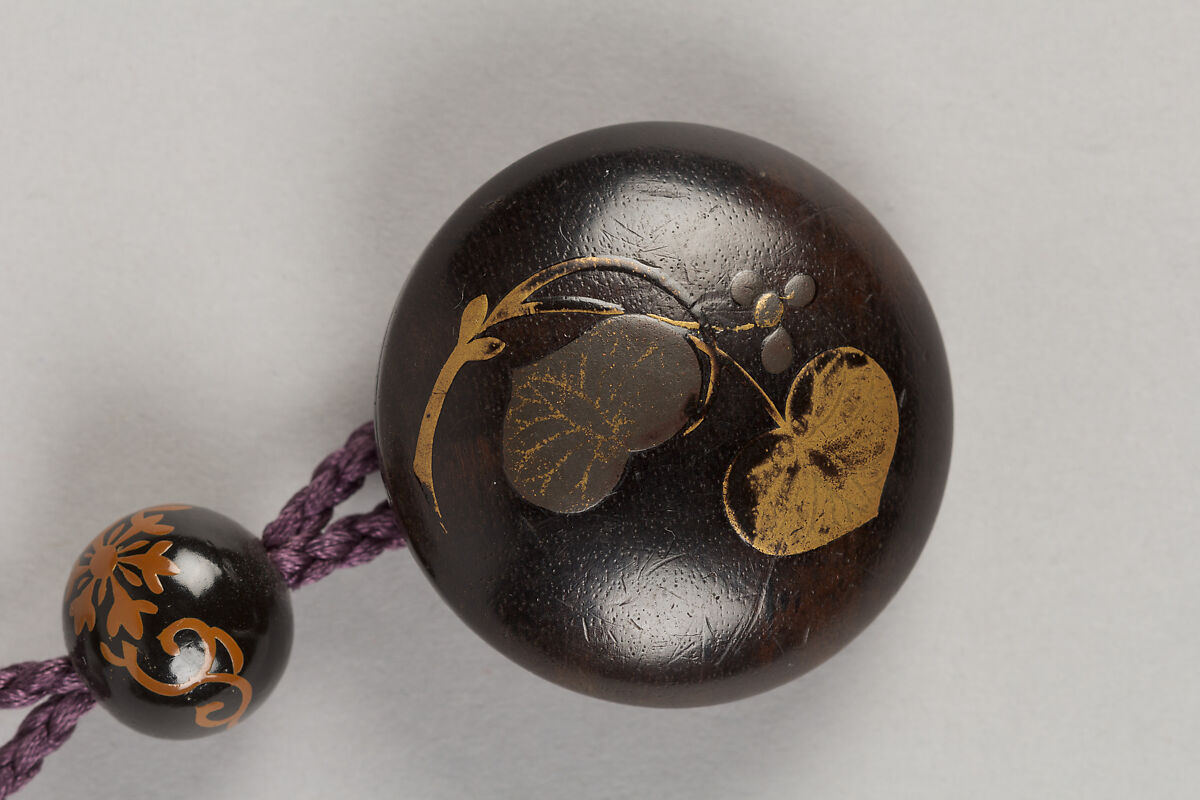 Case (Inrō) with Design of Person with Umbrella and Lantern Approaching Shrine Gate (Torii), Lacquer, aogai nashiji, same, metal inlay, roiro and gold hiramakie; Interior: roiro and fundame, Japan