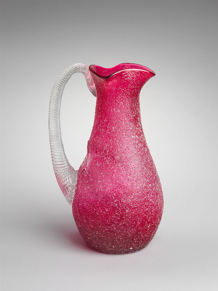 Pitcher, Probably Boston &amp; Sandwich Glass Company (American, 1825–1888, Sandwich, Massachusetts), Blown overshot glass, American 