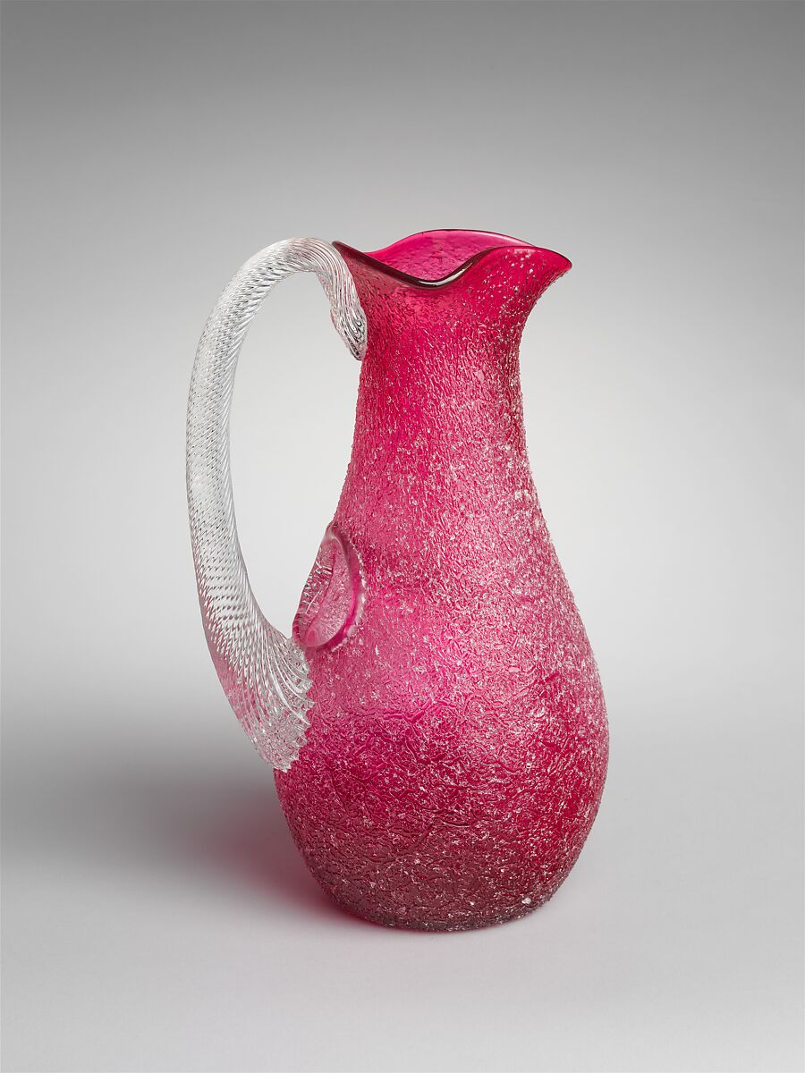 Pitcher, Probably Boston &amp; Sandwich Glass Company (American, 1825–1888, Sandwich, Massachusetts), Blown overshot glass, American