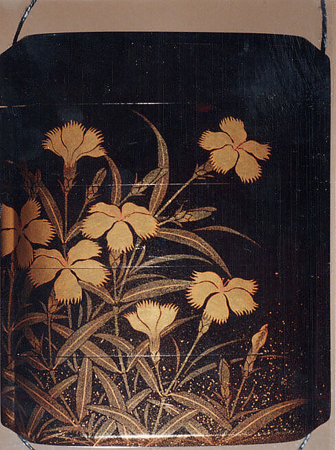 Case (Inrō) with Design of Flowering Carnations, Lacquer, roiro, gold and silver togidashi, nashiji; Interior: roiro and fundame, Japan