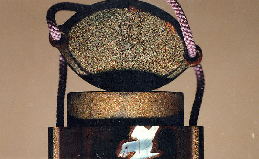 Case (Inrō) with Design of Masts of Sailing Boats (obverse); Bird in Flight (reverse), Lacquer, roiro, nashiji, gold hiramakie, kirigane, raden inlay; Interior: nashiji and fundame, Japan