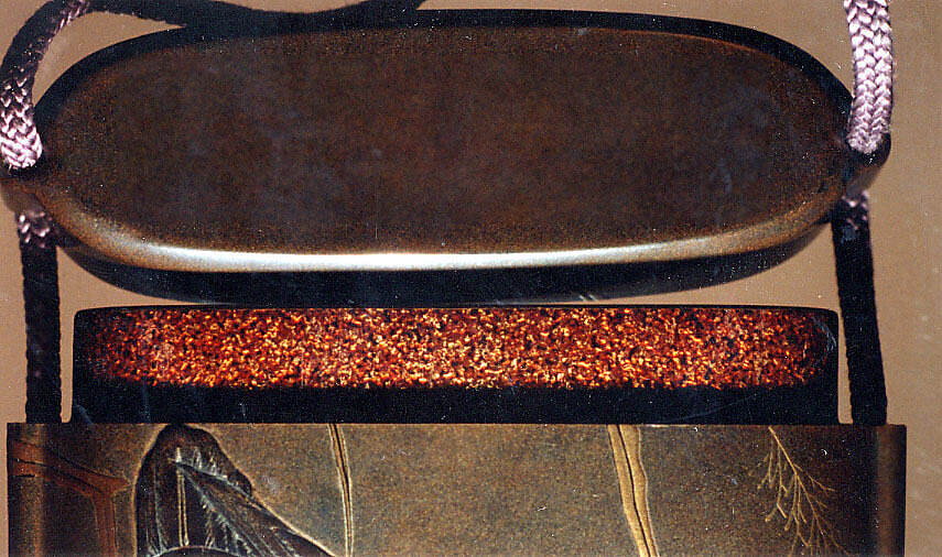 Case (Inrō) with Design of Duck Standing on Shore beside Reeds (obverse); Duck Diving into Water (reverse), Lacquer, kinji, silver and coloured hiramakie, takamakie; Interior: nashiji and fundame, Japan
