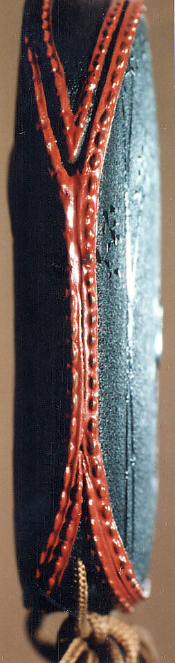 Case (Inrō) with Design of Chinese Sage (obverse); Attendant (Karako) Standing beside Bamboo (reverse), Shibata Zeshin (Japanese, 1807–1891), Lacquer, dark brown, imitating leather, relief, light brown rim; Interior: dark brown and nashiji, Japan