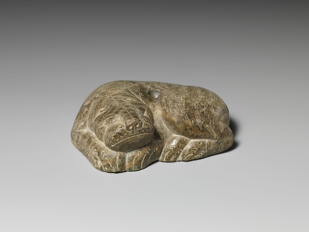 Pole Base in the Form of a Tiger, Steatite, China 