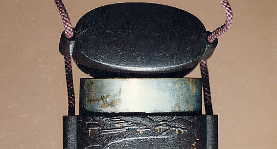 Case (Inrō) with Design of Mountain Landscape and Geese Flying, Metal, Iron metal, relief, applied gold metal; Interior: silver metal, Japan