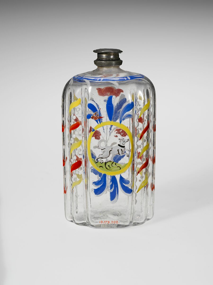 Bottle, Non-lead glass with enamel decoration