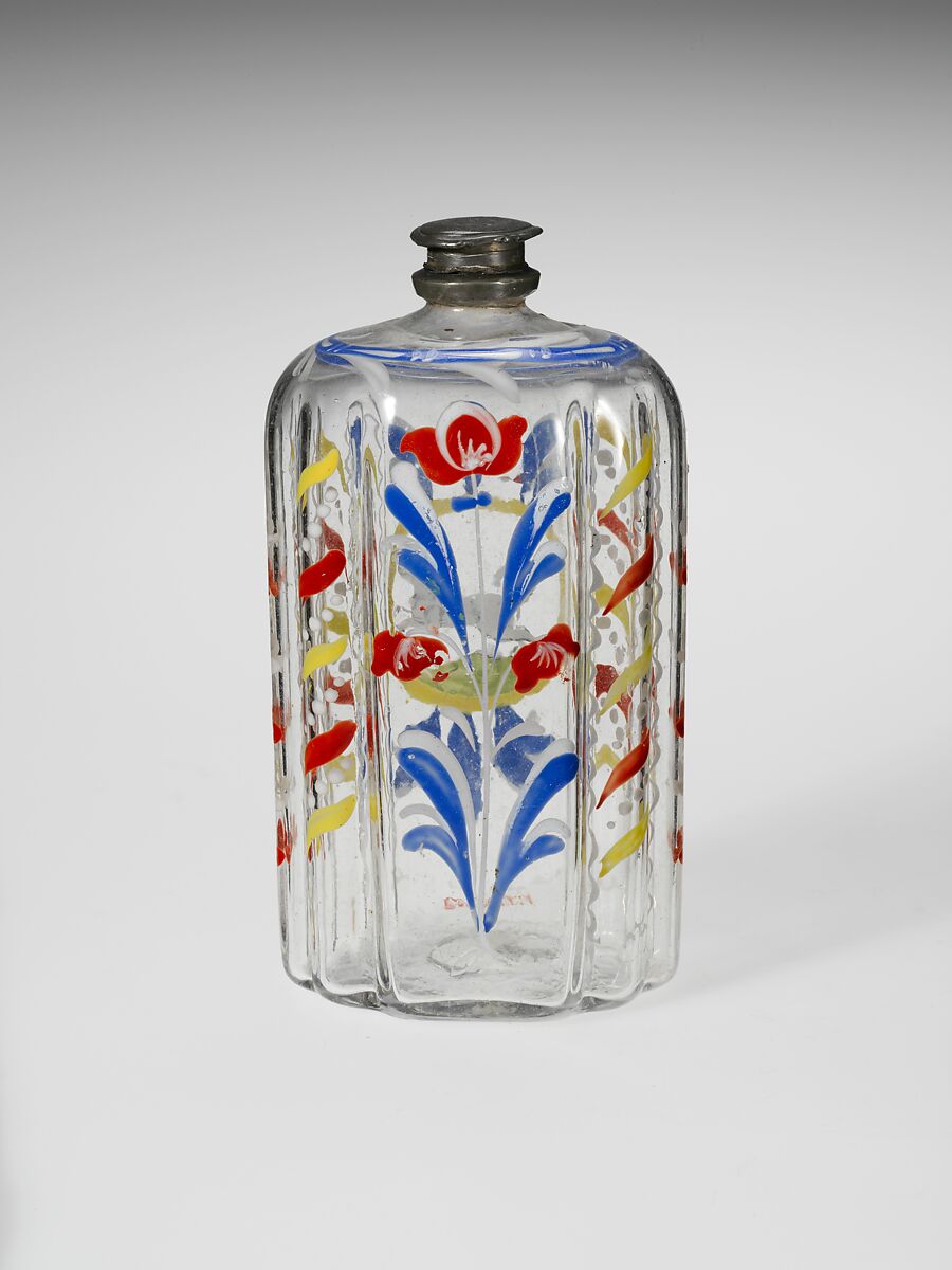 Bottle, Non-lead glass with enamel decoration 