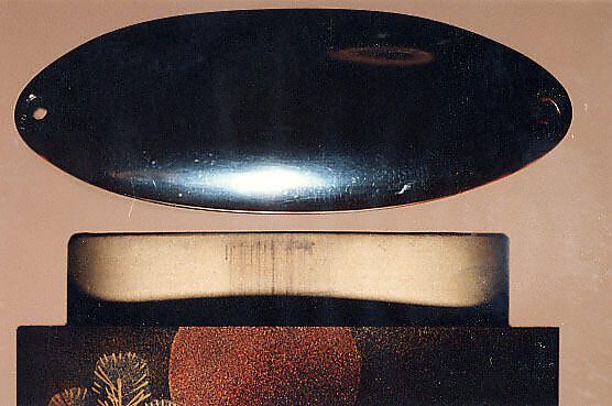 Case (Inrō) with Design of Two Puppies Playing with a Bamboo Branch (obverse); Snow, Pine and Red Sun (reverse), Lacquer, roiro, nashiji, gold, silver and red togidashi; interior: fundame, Japan