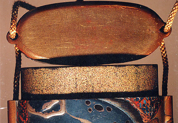 Case (Inrō) with Design of Various Fishes, Squid and Shells, Eggshell ground, red and aogai ground, gold and coloured hiramakie; Interior: nashiji and fundame, Japan