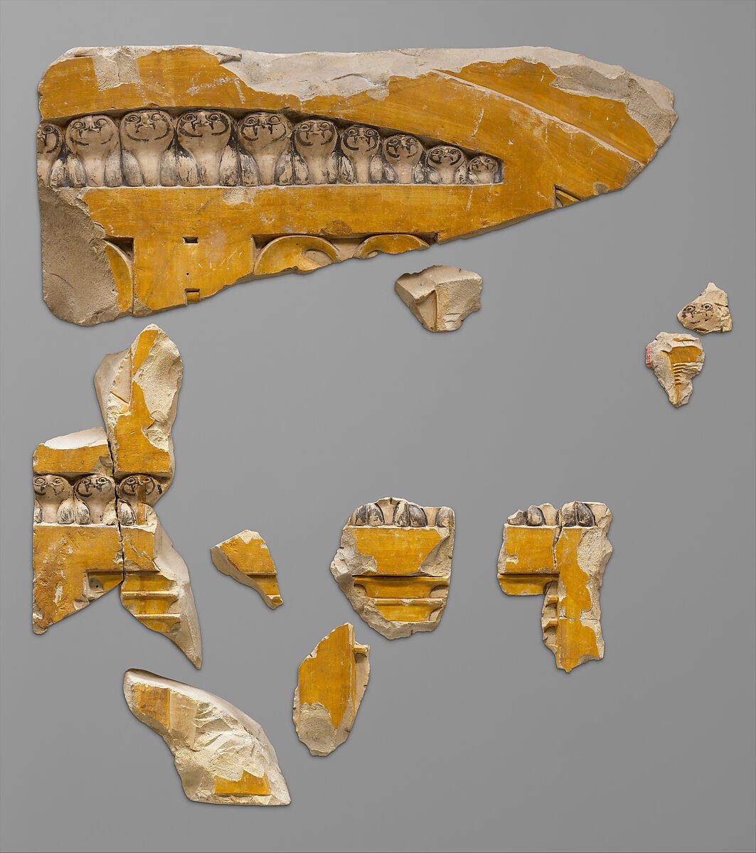 Relief depicting an elaborate doorway - see 26.3.353-5, Limestone, paint