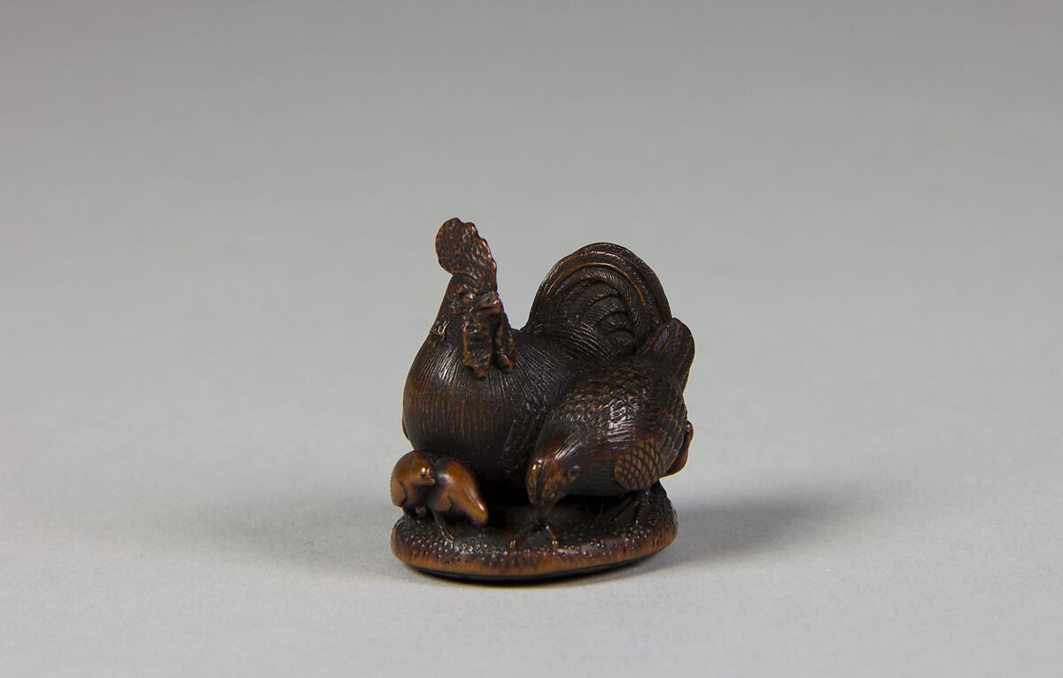 Netsuke of Chickens, Wood, Japan 