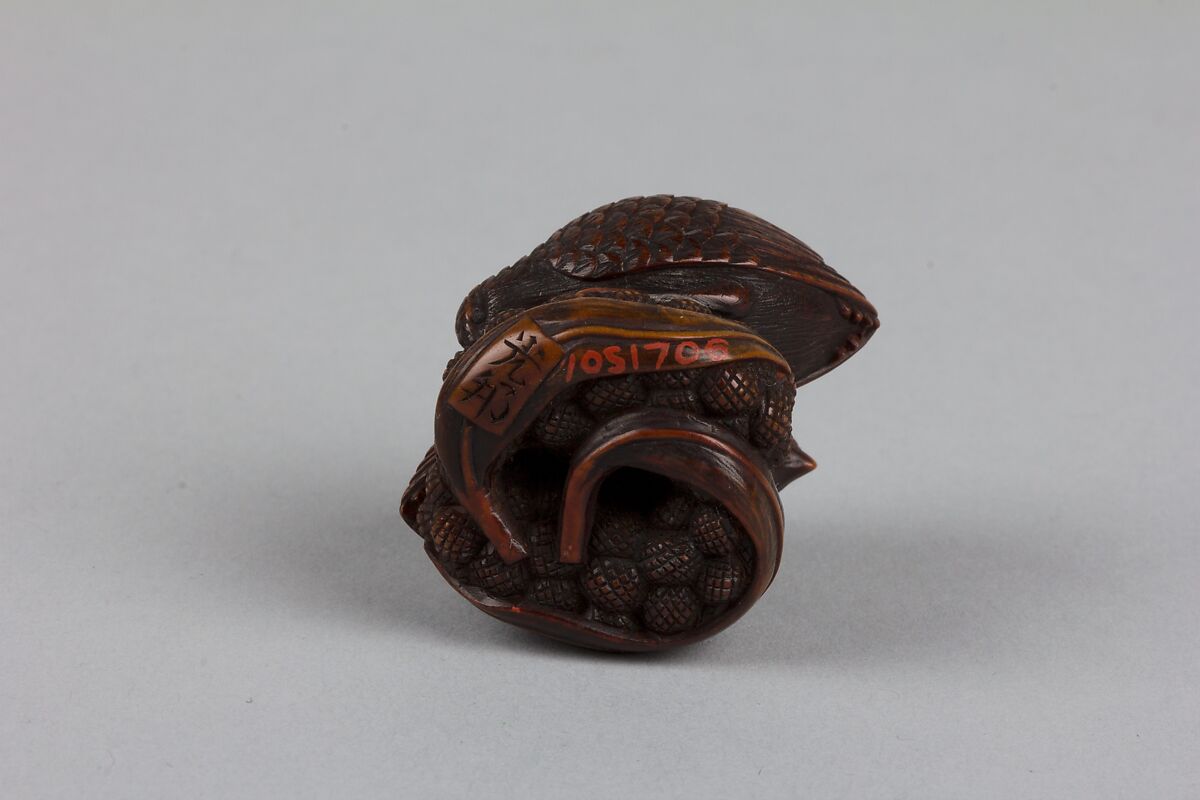 Netsuke of Quail with Millet, Wood, Japan