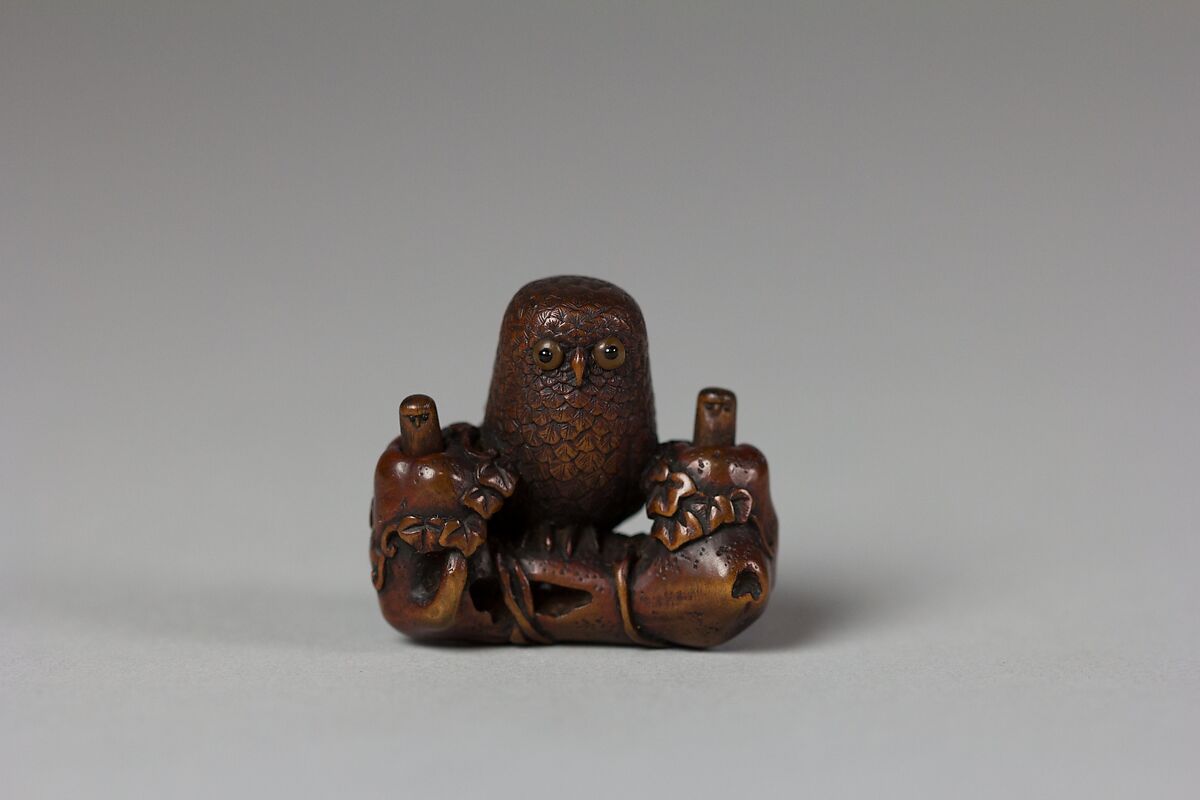 Netsuke of Owl, Wood, Japan 