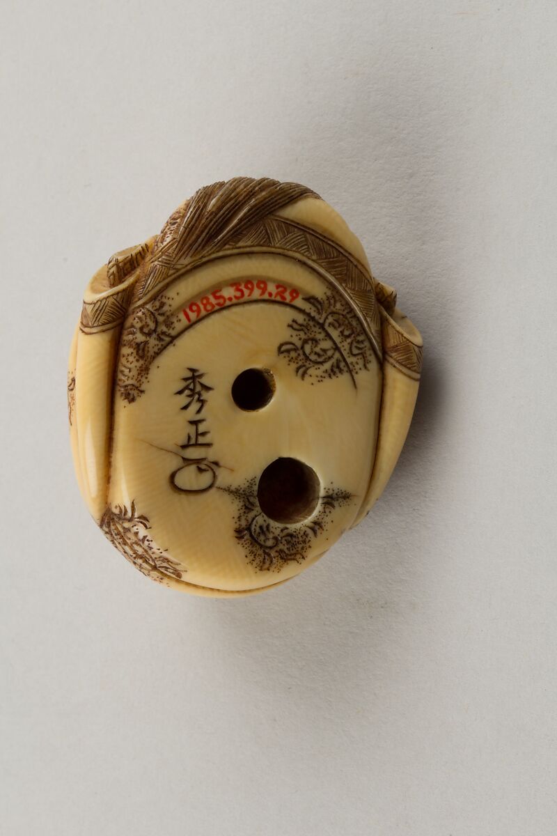 Netsuke of Fukurokuju, Ivory; inlaid tortoiseshell, Japan