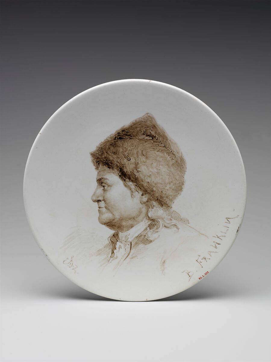 Benjamin Franklin, Probably designed by Emile Dupont-Zipcy (1822–1885), Faience, French 