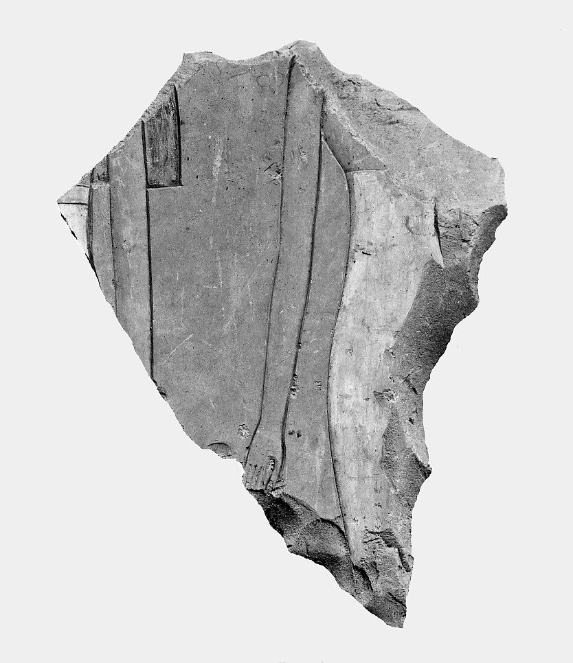 Relief fragment from a procession of attendants - see 31.3.1-1, Limestone, paint