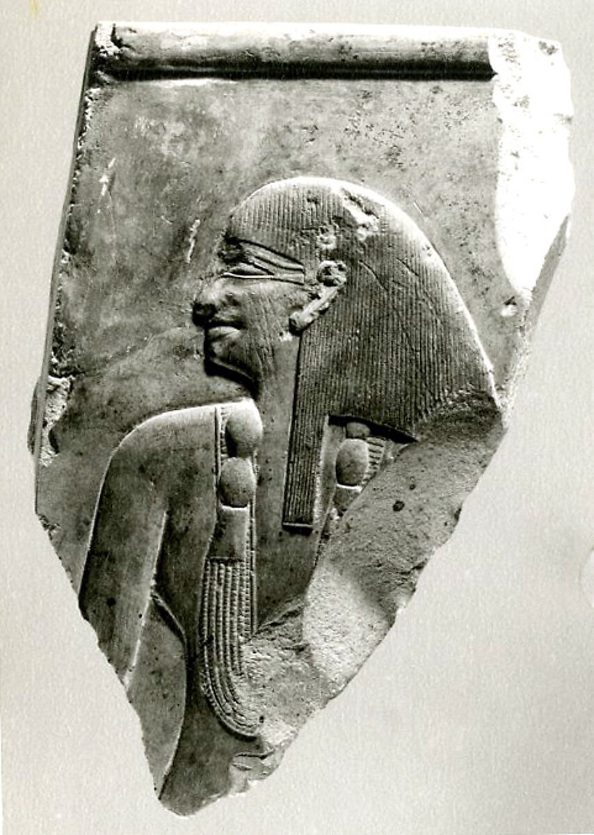 Relief of a female attendant with menat necklace - see 26.3.353h (part of 26.3.353-3), Limestone, paint