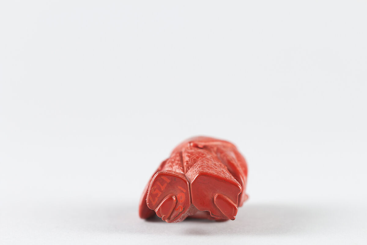 Netsuke of Noh Dancer, Red lacquer, Japan