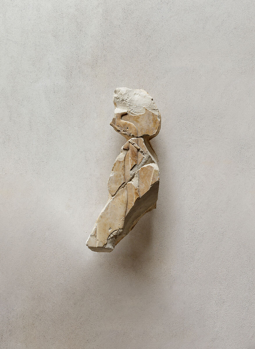 Relief, fragment from procession of attendants (see 26.3.353-1-related), Limestone, paint 