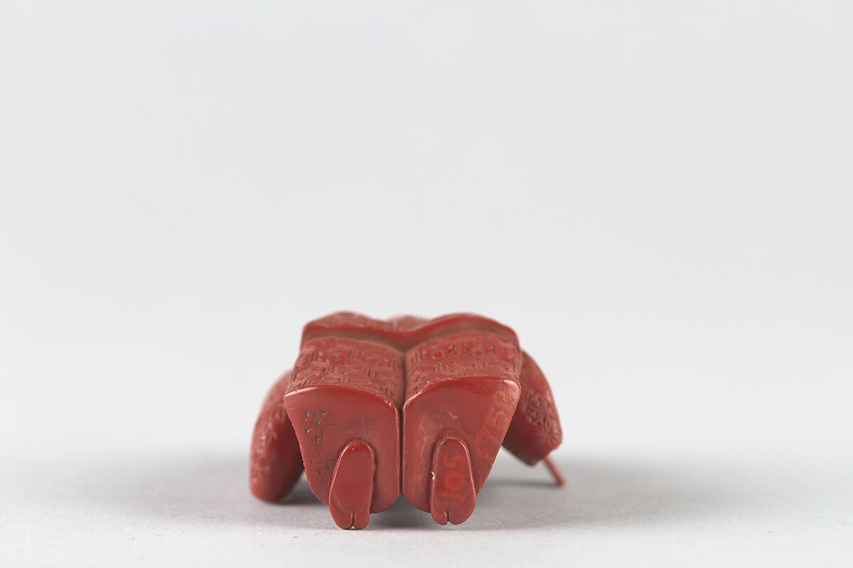 Netsuke of Noh Dancer, Red lacquer, Japan