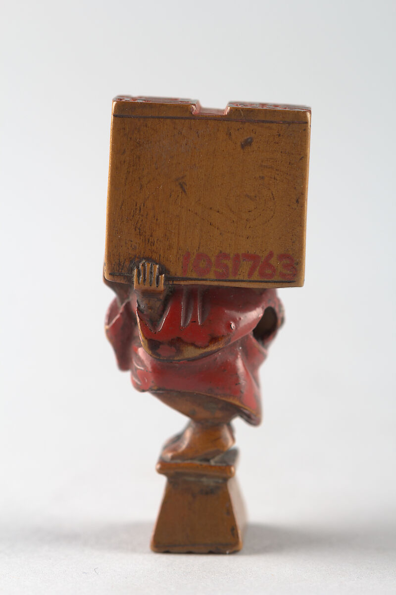 Netsuke and Seal, Wood; red lacquer, Japan