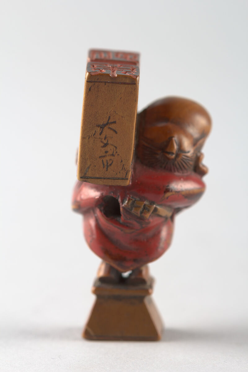 Netsuke and Seal, Wood; red lacquer, Japan