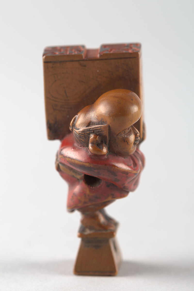 Netsuke and Seal, Wood; red lacquer, Japan