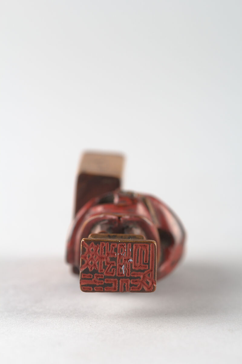 Netsuke and Seal, Wood; red lacquer, Japan