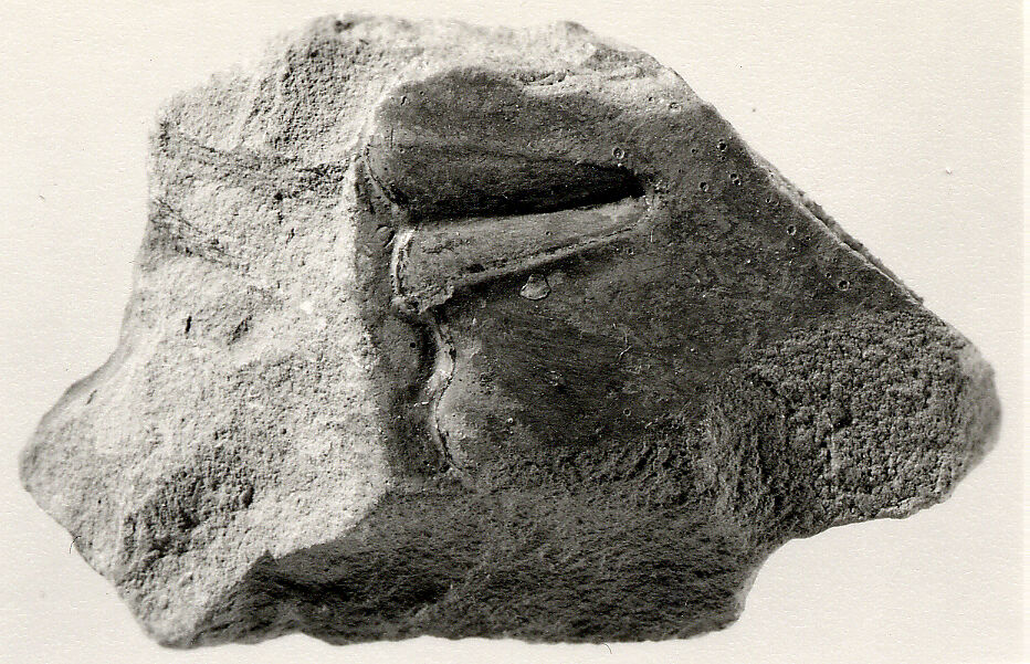 Relief, tomb of Khety: part of a man's face, Limestone, paint 