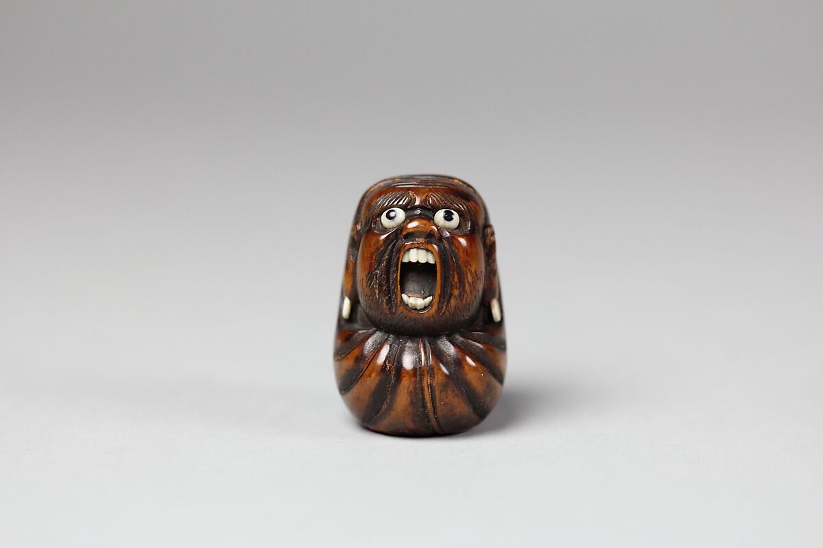 Netsuke of Head, Wood with ivory, Japan 