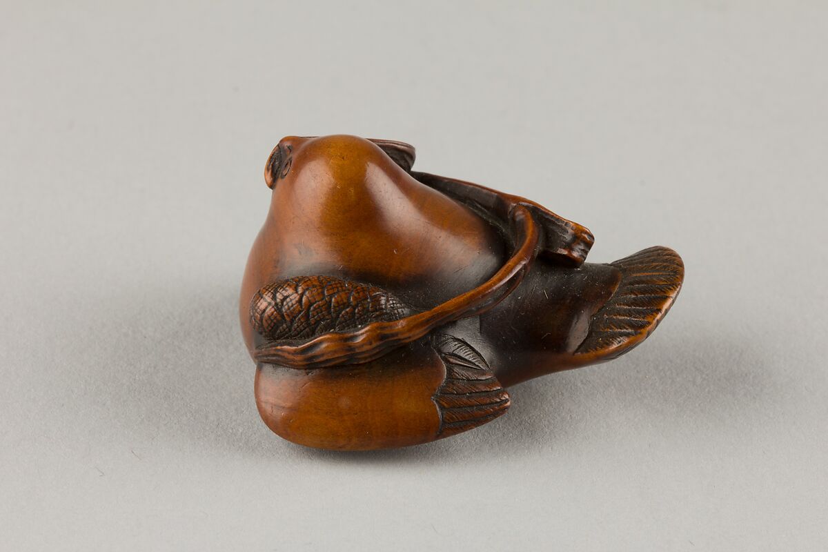 Netsuke of Sparrow (Split-tongue), Wood, Japan