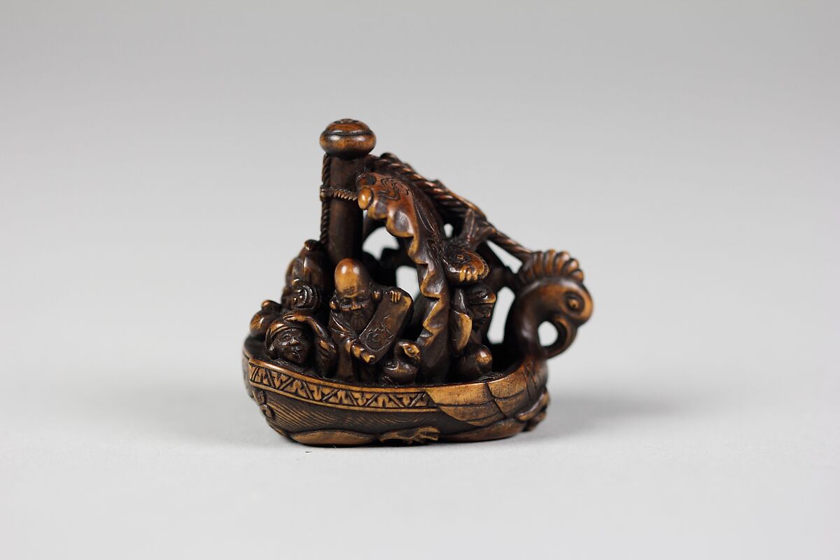 Netsuke of Pleasure Boat (Takarabune), Wood, Japan 