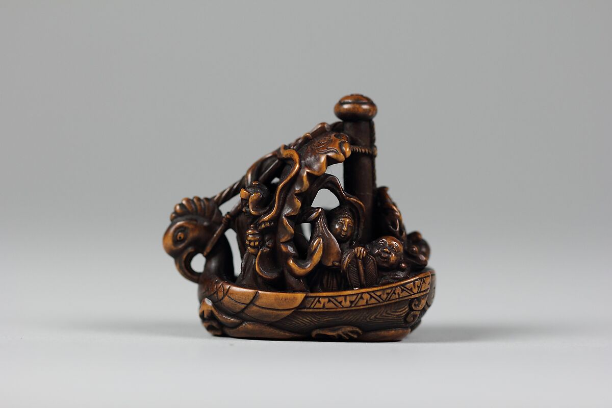 Netsuke of Pleasure Boat (Takarabune), Wood, Japan