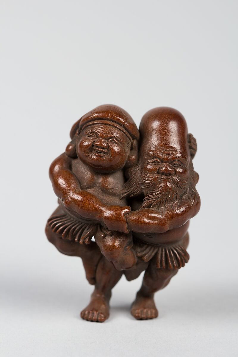 Netsuke of Two Figures, Wood, Japan 